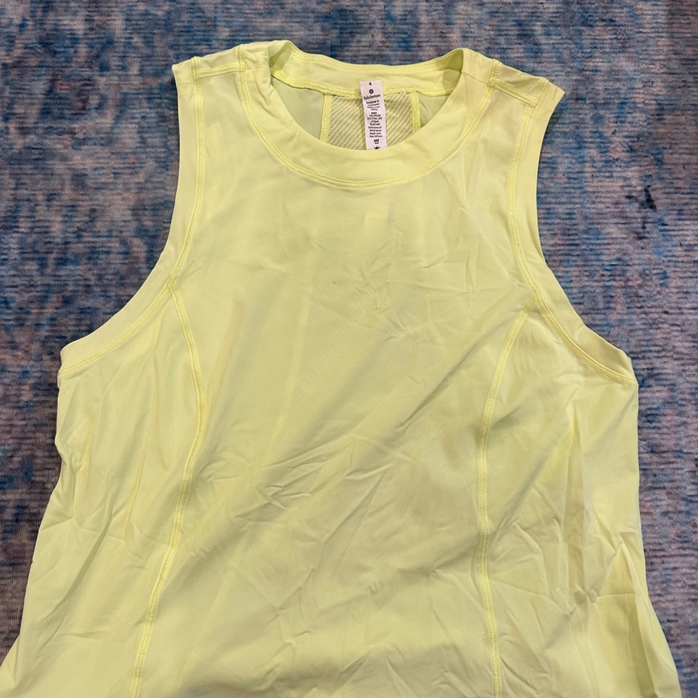 Lululemon Neon Yellow Workout High Neck Tank Top